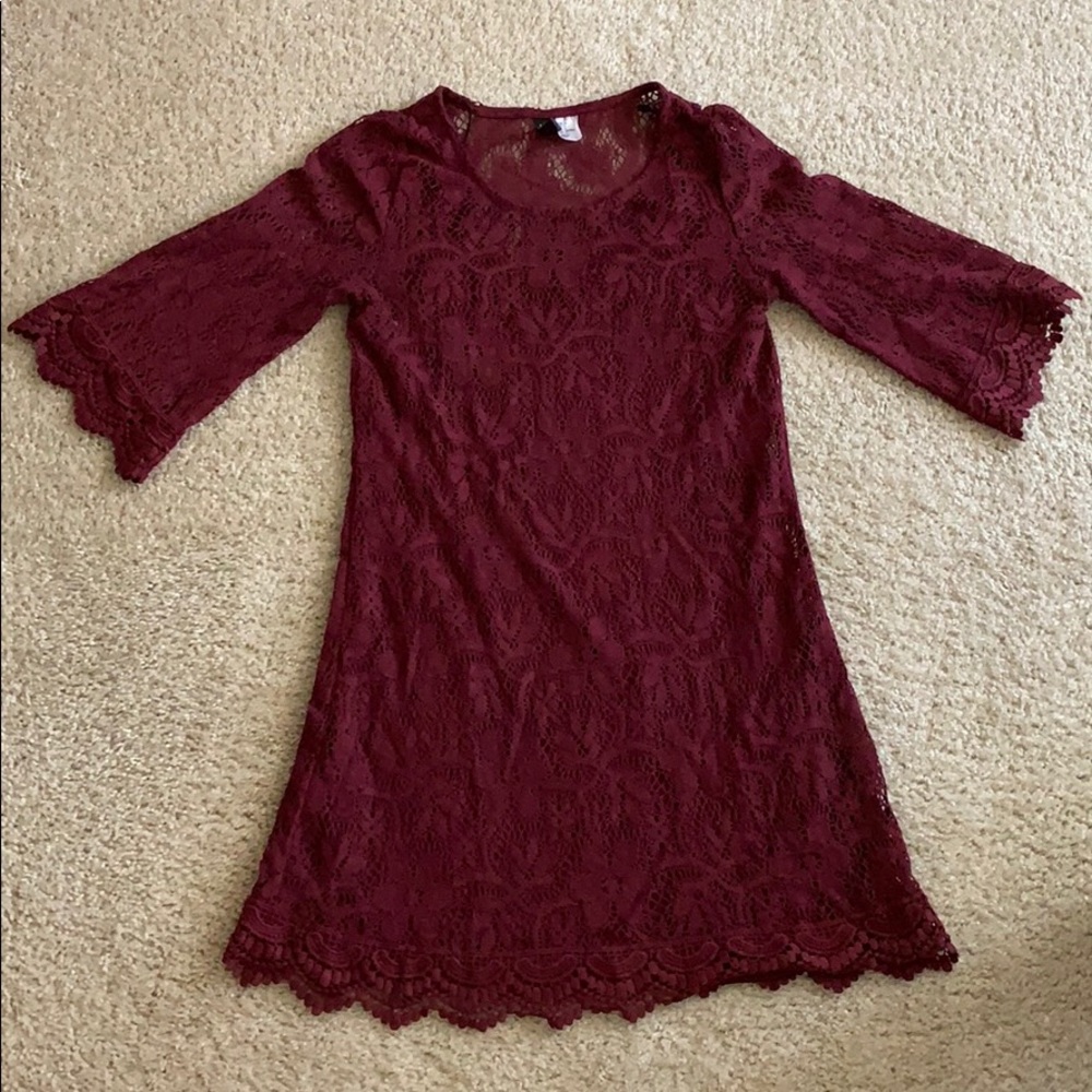 Divided Maroon Lace Dress. Size 4. By H&M.